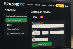 Brazino777 Aceita Cartão de Crédito: Interface da plataforma Brazino777 mostrando opções de pagamento com cartão de crédito